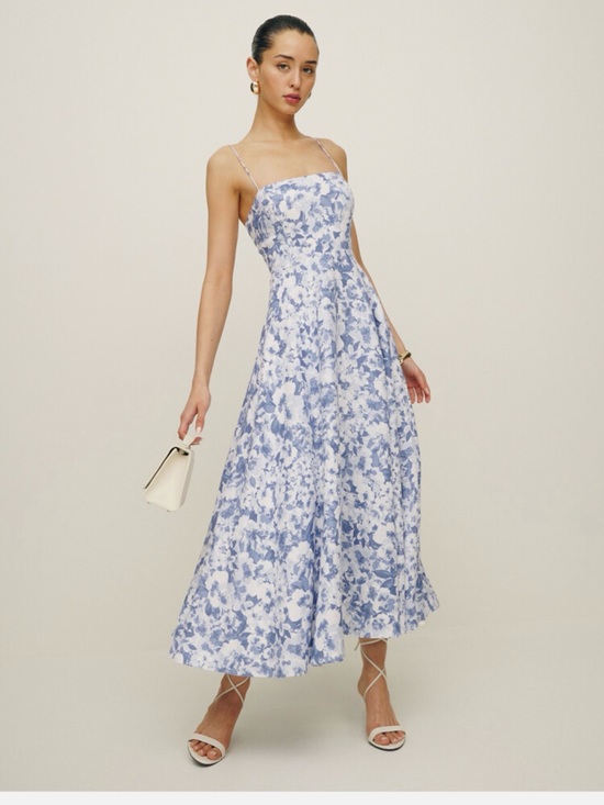 Reformation Dresses & Skirts - Reformation Monette in Blue Larkspur Floral Spaghetti-Strap Midi Dress